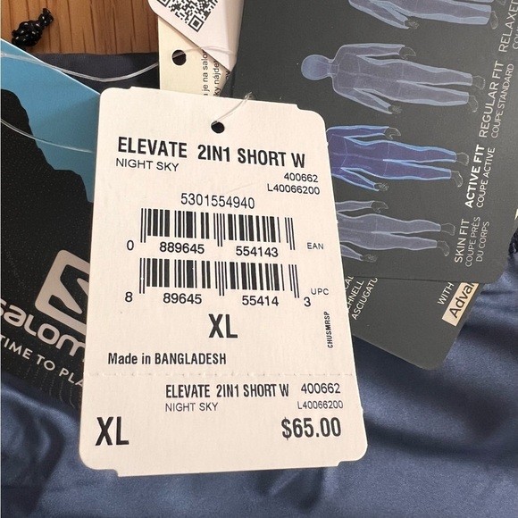 Salomon Elevate women’s athletic shorts 2 in 1 size xl color night sky - Picture 8 of 8